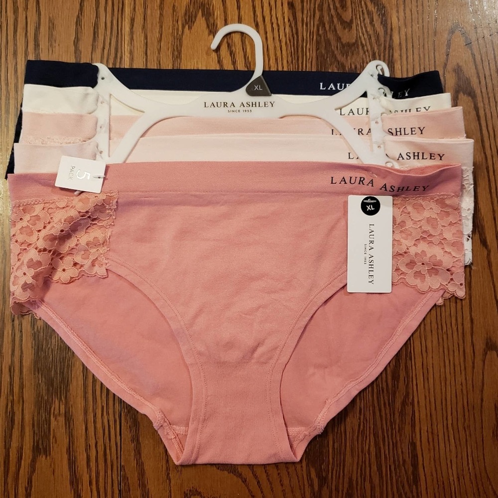 Laura Ashley NWT 5 pack panties stretch M L XL nylon spandex blend
